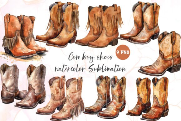 Download Cowboy Shoes Watercolor Clipart Png - Watercolor Collection