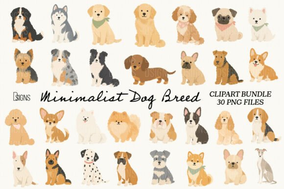 Download Minimalist Cute Dog Breed Clipart Bundle - Dog Collection