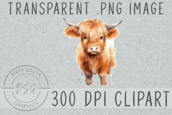 Download Watercolor Baby Highland Cow Calf - Watercolor Collection