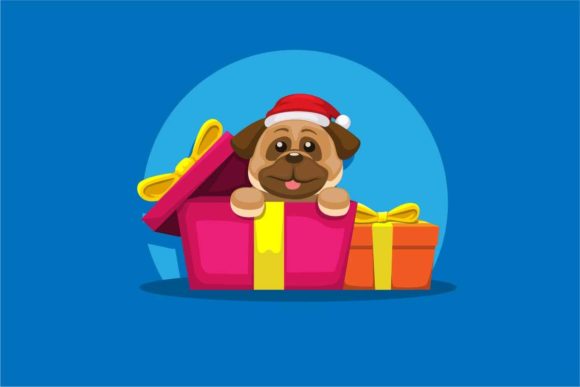 Download Puppy Buldog with Gift Box on Christmas - Dog Collection