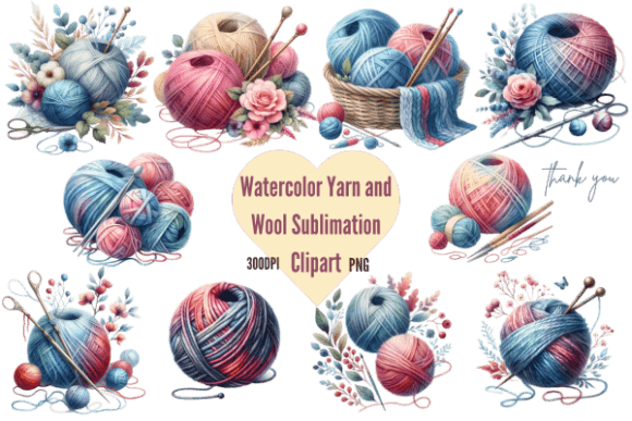 Download Watercolor Yarn and Wool Sublimation Cli - Watercolor Collection