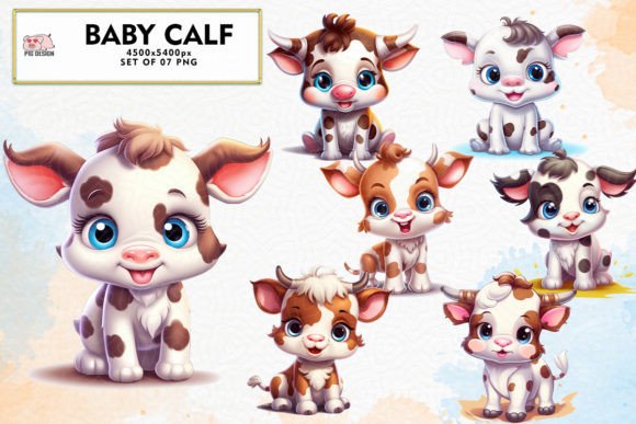 Download Baby Calf Watercolor Sublimation Clipart - Watercolor Collection