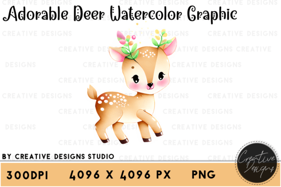 Download Watercolor Adorable Deer Graphic Set - Watercolor Collection