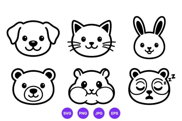 Download Cute Animal Faces Cartoon Vector Design - Cartoon vector Collection