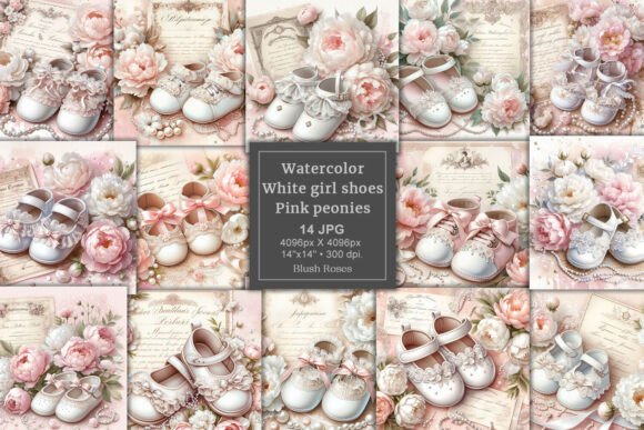 Download Watercolor White Girl Baby Shoes Clipart - Watercolor Collection