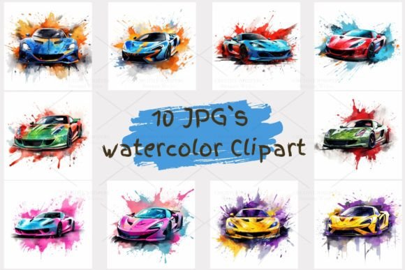 Download Sport Car Watercolor Clipart, JPG 1S-38 - Watercolor Collection