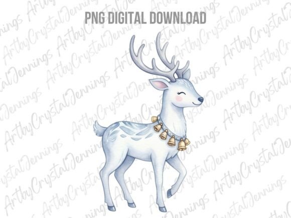 Download Cute Watercolor White Christmas Deer PNG - Watercolor Collection