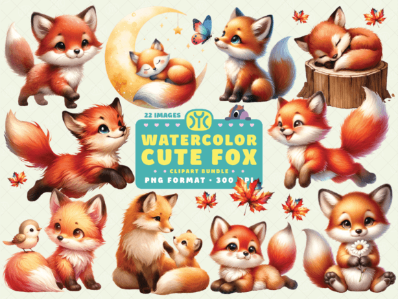 Download Watercolor Cute Fox Clipart - Watercolor Collection