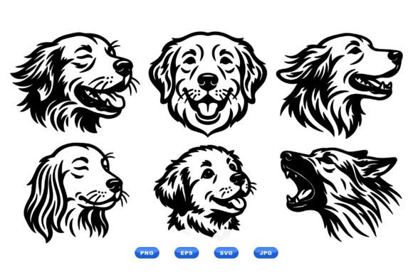 Download Playful Dog Head Clipart Set - Dog Collection