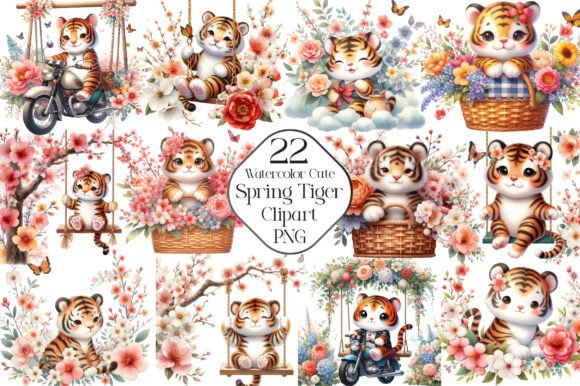 Download Watercolor Cute Spring Tiger Clipart - Watercolor Collection