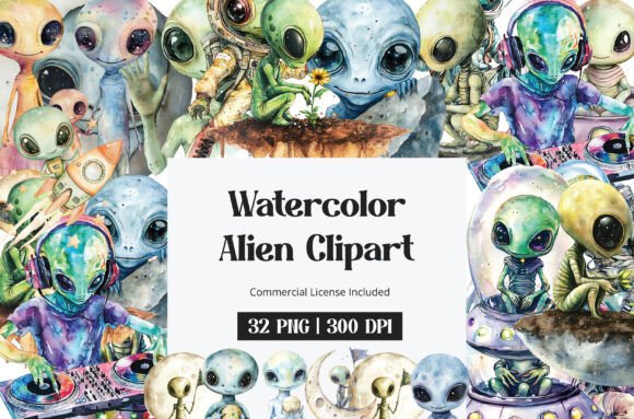 Download Watercolor Alien Clipart - Alien clipart Collection