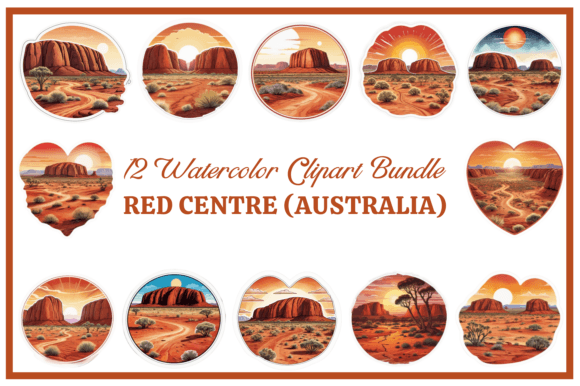 Download Red Centre Watercolor Clipart Bundle - Watercolor Collection