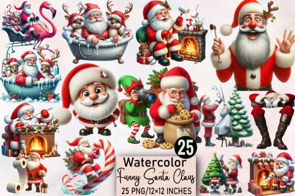 Download Watercolor Funny Santa Claus Clipart - Watercolor Collection