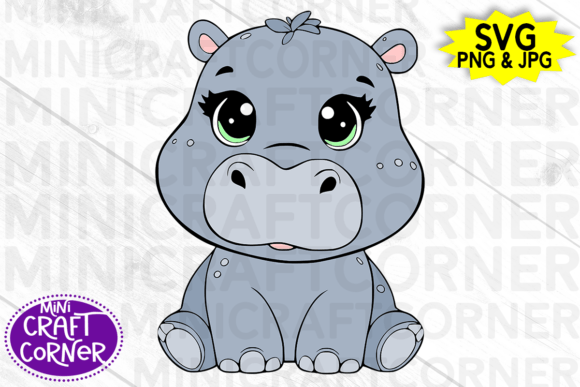 Download Baby Hippo Sitting Layered Cut File - Hippo Collection