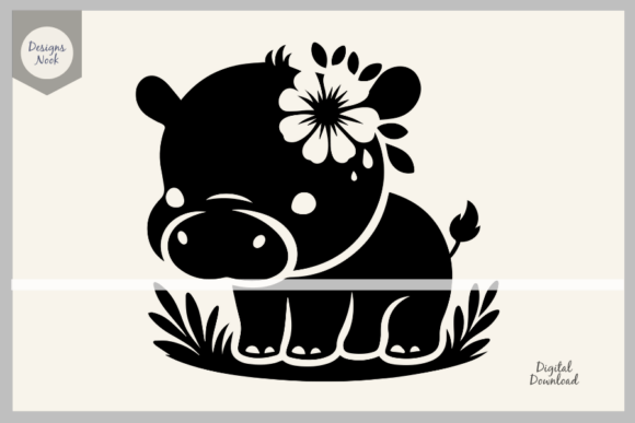Download Baby Hippo SVG File Clipart Silhouette - Hippo Collection