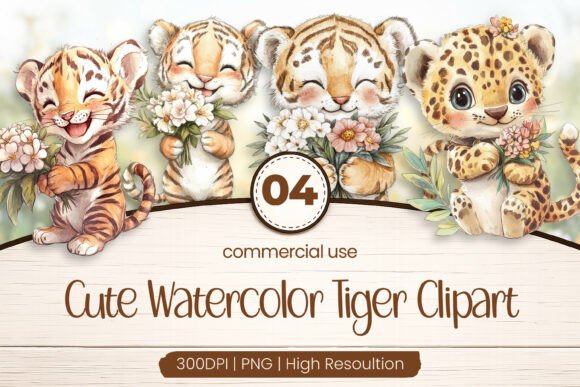 Download Cute Watercolor Tiger Clipart PNG - Watercolor Collection