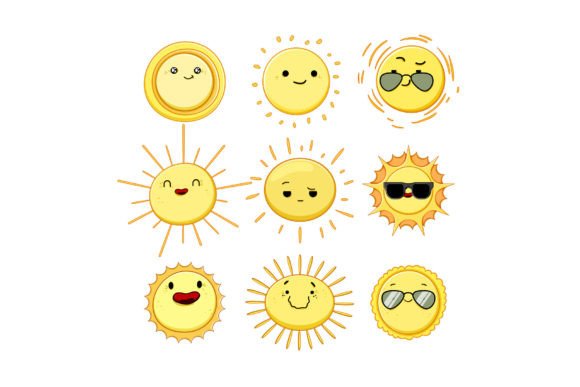 Download Sun Character Set Cartoon Vector Illustr - Premium Resources