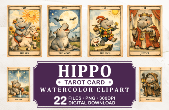 Download Hippo Tarot Cards Clipart, 22 PNG - Hippo Collection