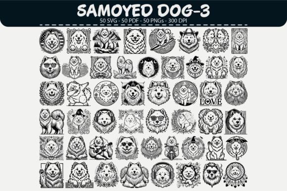 Download Samoyed Dog Vector Clipart – 50 Designs - Dog Collection