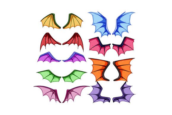 Download Wings Dragon Set Cartoon Vector Illustra - Premium Resources