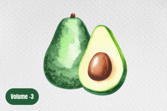 Download Watercolor Avocado Clipart PNG Volume –3 - Watercolor Collection