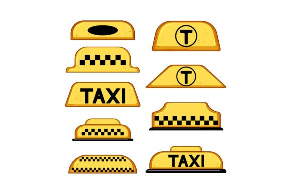 Download Taxi Sign Set Cartoon Vector Illustratio - Premium Resources