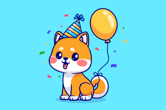 Download Cute Shiba Inu Dog Birthday Party - Dog Collection